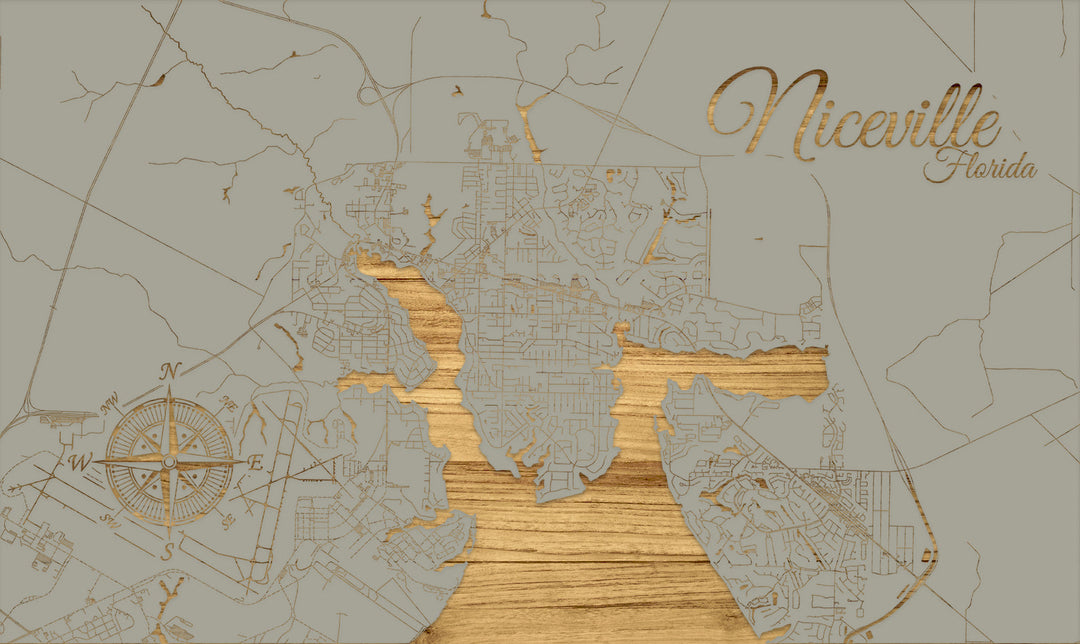 FP0772 - Niceville, FL Engraved Map (Standard)