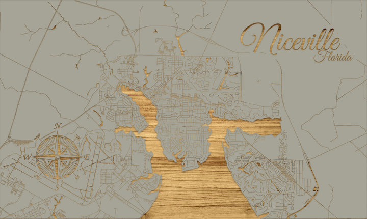 FP0772 - Niceville, FL Engraved Map (Standard)