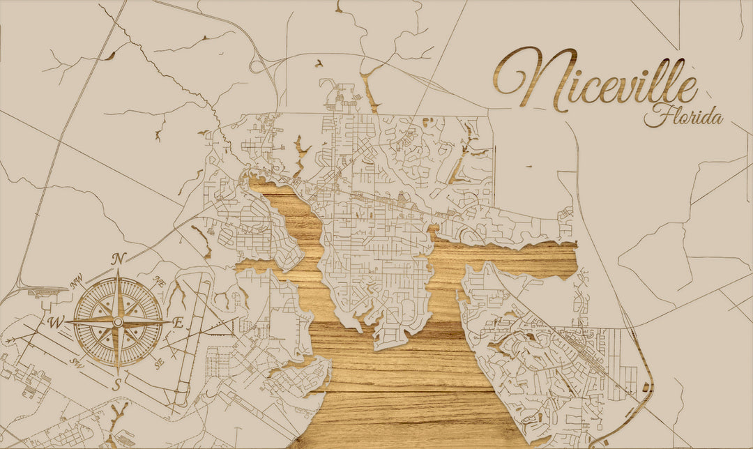 FP0772 - Niceville, FL Engraved Map (Standard)