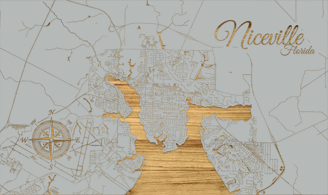 FP0772 - Niceville, FL Engraved Map (Standard)