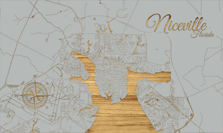 FP0772 - Niceville, FL Engraved Map (Standard)