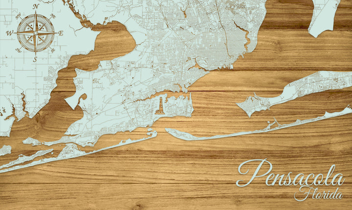 FP1124 - Pensacola, FL Glenda Engraved Map (Standard)