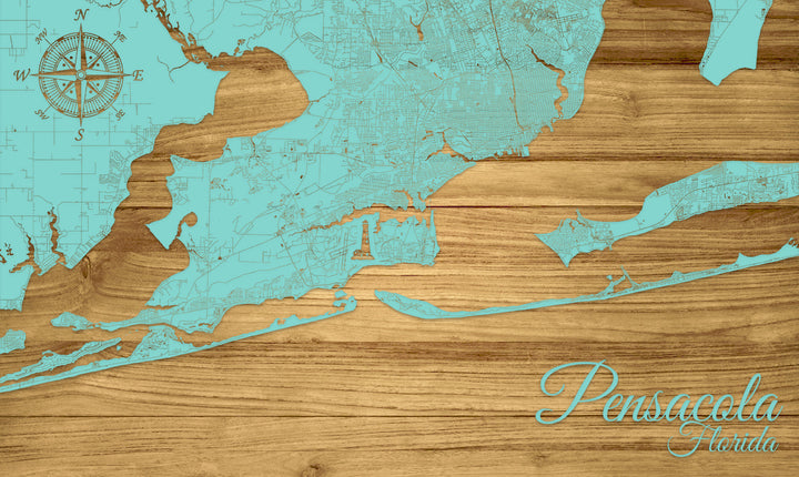 FP1124 - Pensacola, FL Glenda Engraved Map (Standard)