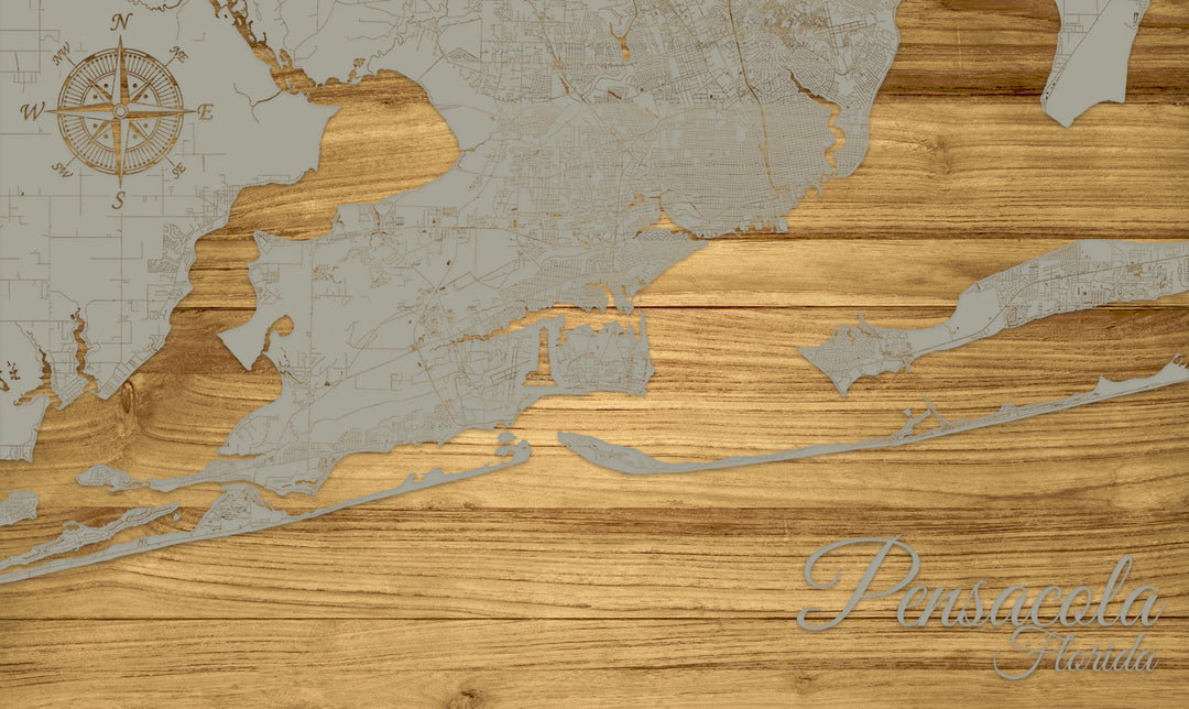 FP1124 - Pensacola, FL Glenda Engraved Map (Standard)