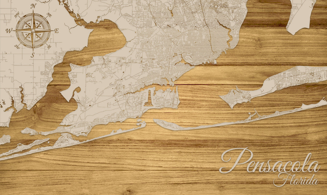 FP1124 - Pensacola, FL Glenda Engraved Map (Standard)