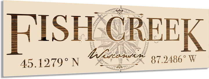 FP0151 - Fish Creek, WI Compass Engraved Stick (Bronze)