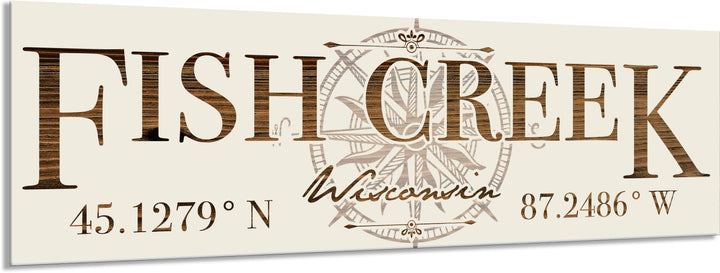 FP0151 - Fish Creek, WI Compass Engraved Stick (Bronze)