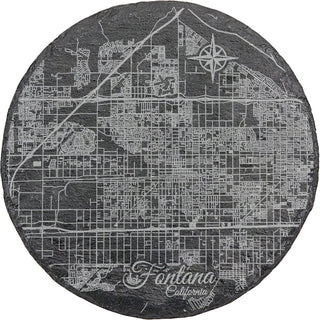 Fontana, California Round Slate Coaster