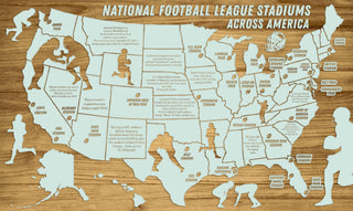 Exclusive - National Football League Stadiums Across America Engraved Wood Wall Map