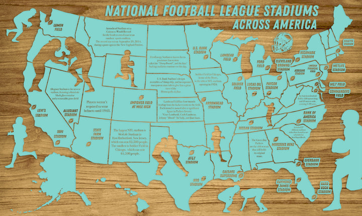 FP0592 - National Football League Stadiums Across America Engraved Map (Collective)