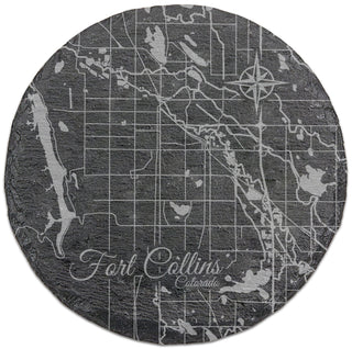 Fort Collins, Colorado Round Slate Coaster