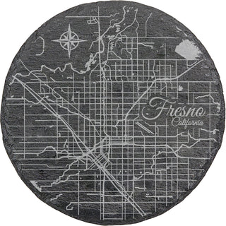 Fresno, California Round Slate Coaster