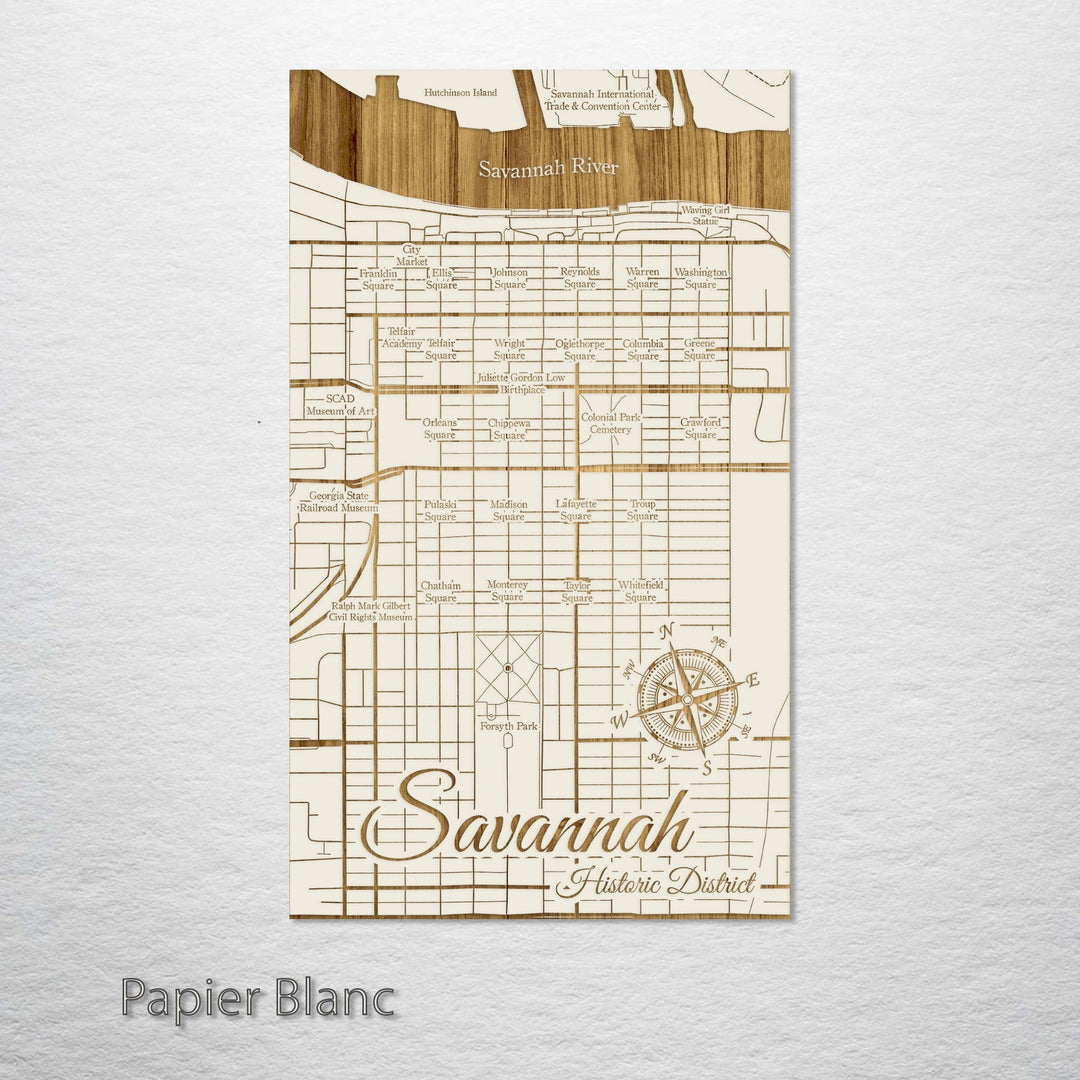 Squares of Savannah, Georgia Engraved Map (Gold)