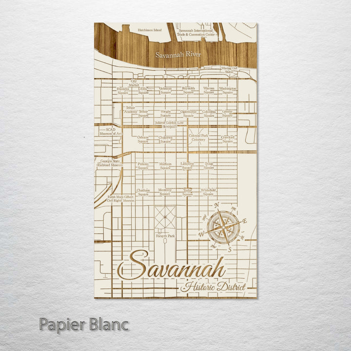 Squares of Savannah, Georgia Engraved Map (Gold)