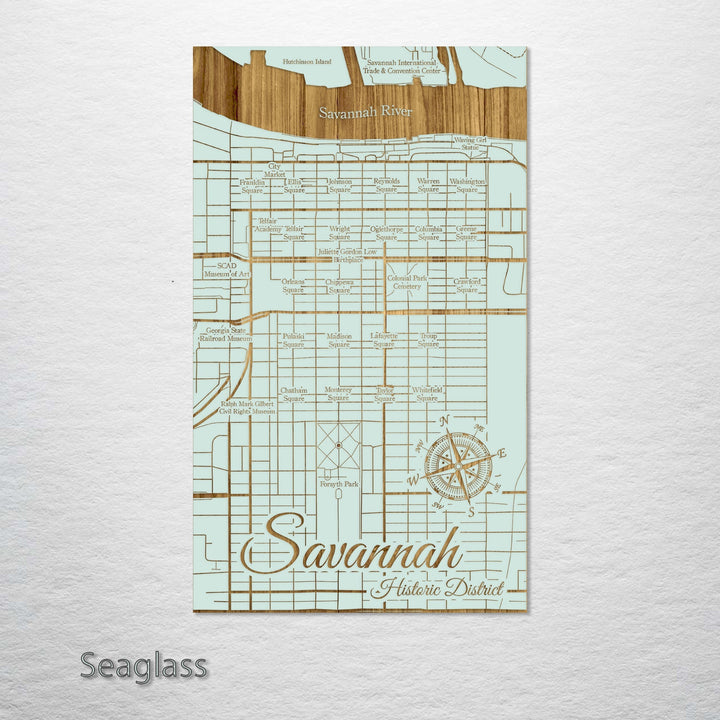 Squares of Savannah, Georgia Engraved Map (Gold)