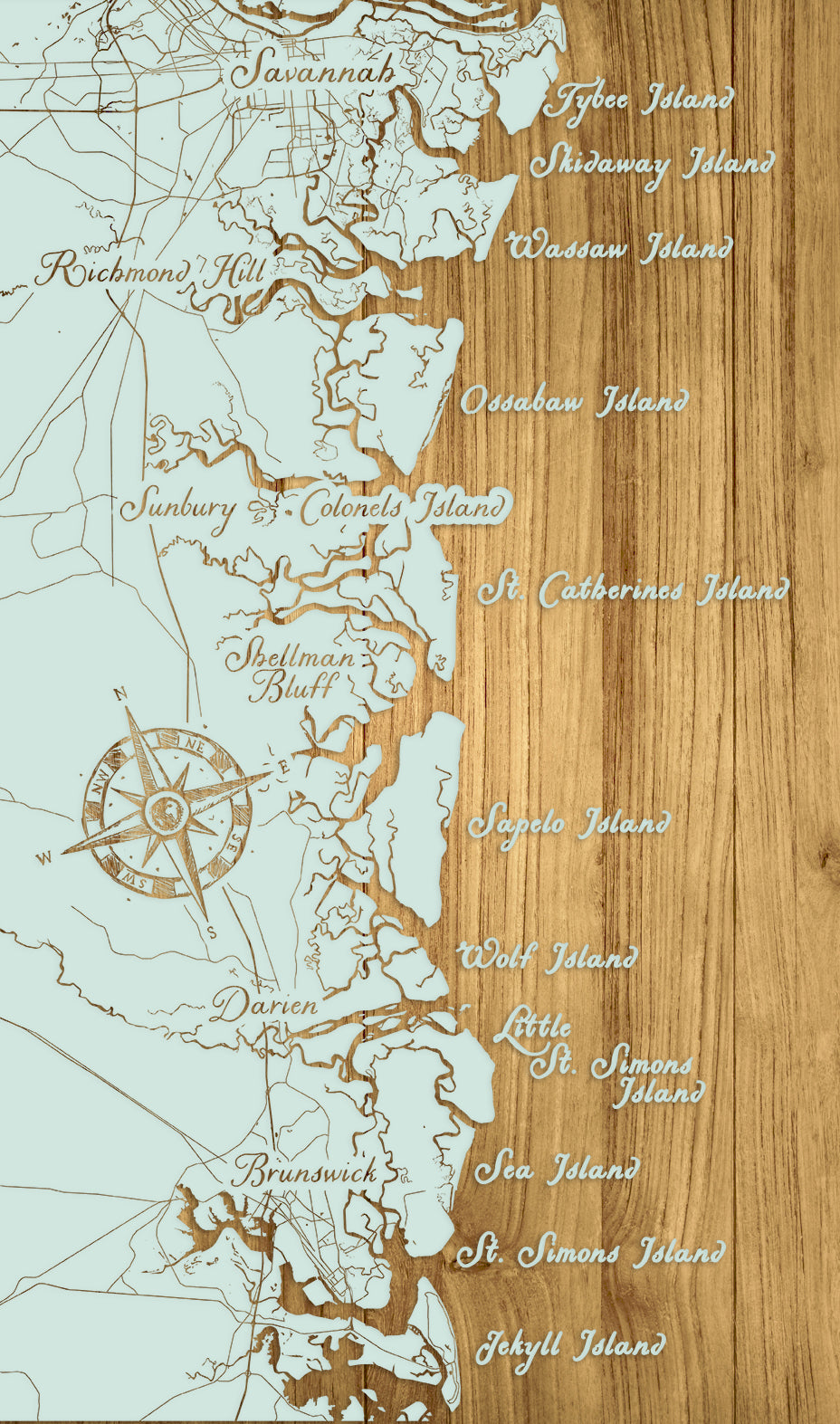 FP0488 - Savannah to Jekyll Island Engraved Map (Bronze)