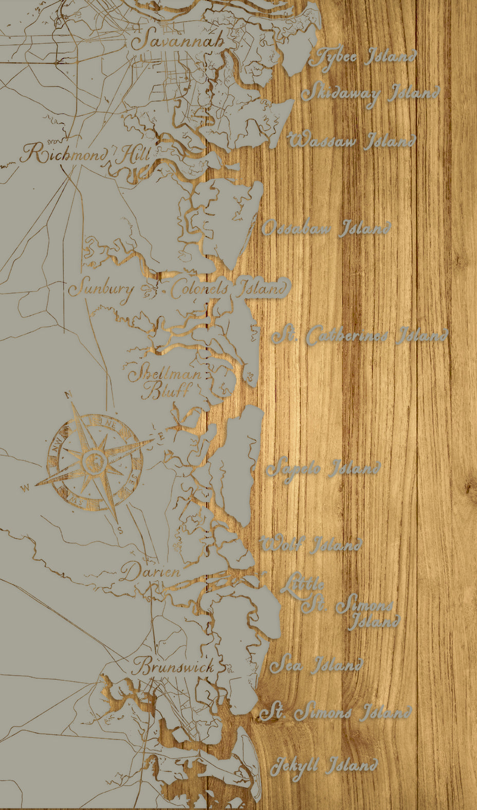 FP0488 - Savannah to Jekyll Island Engraved Map (Bronze)