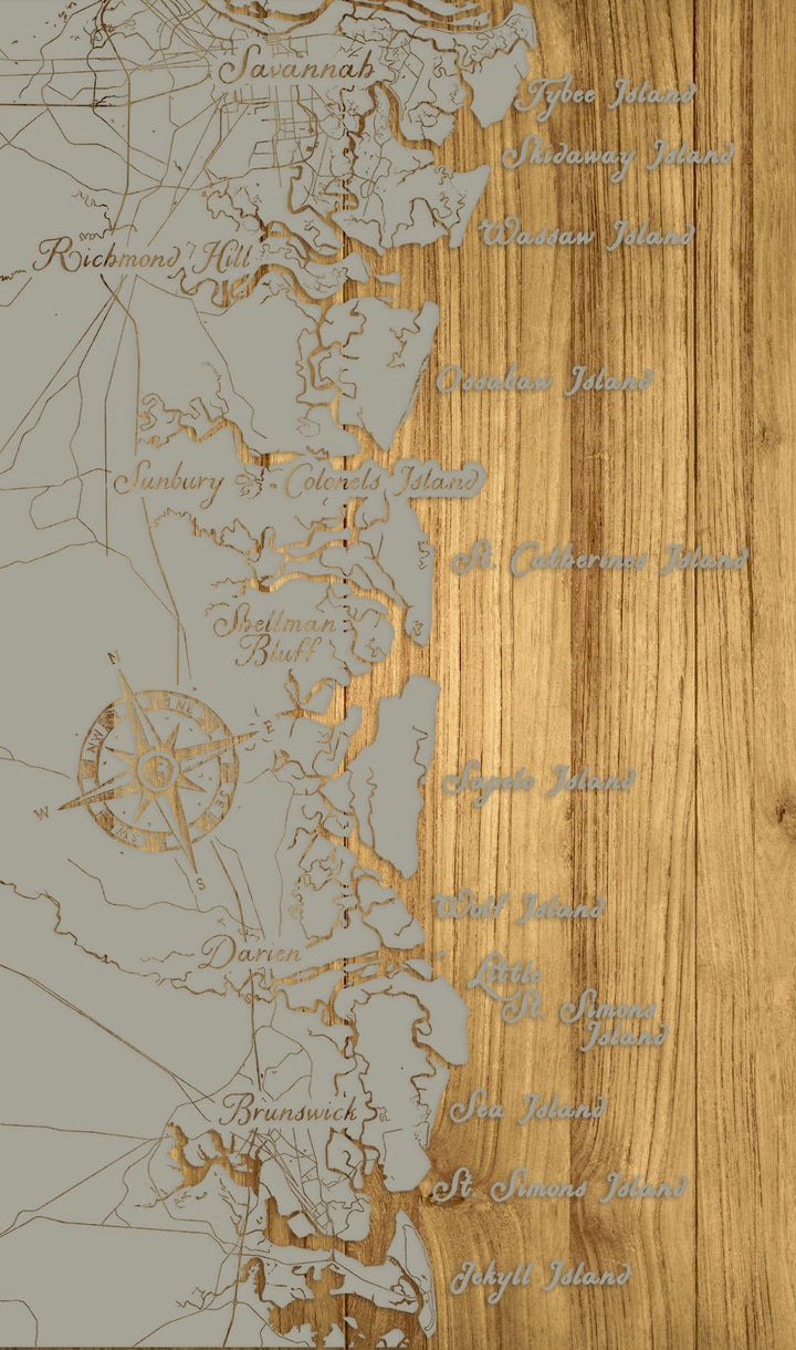 FP0488 - Savannah to Jekyll Island Engraved Map (Bronze)