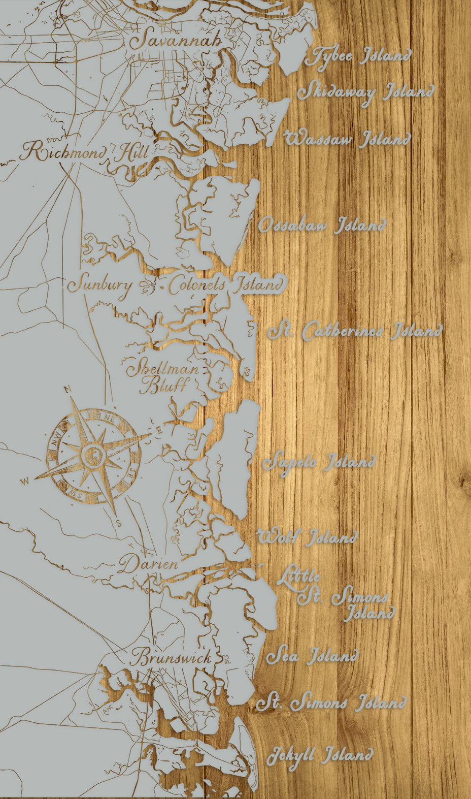FP0488 - Savannah to Jekyll Island Engraved Map (Bronze)