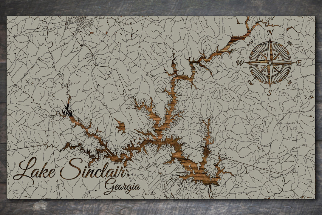 FP0471 - Lake Sinclair, GA Engraved Map