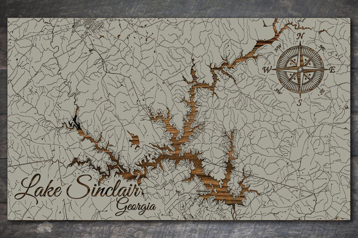 FP0471 - Lake Sinclair, GA Engraved Map