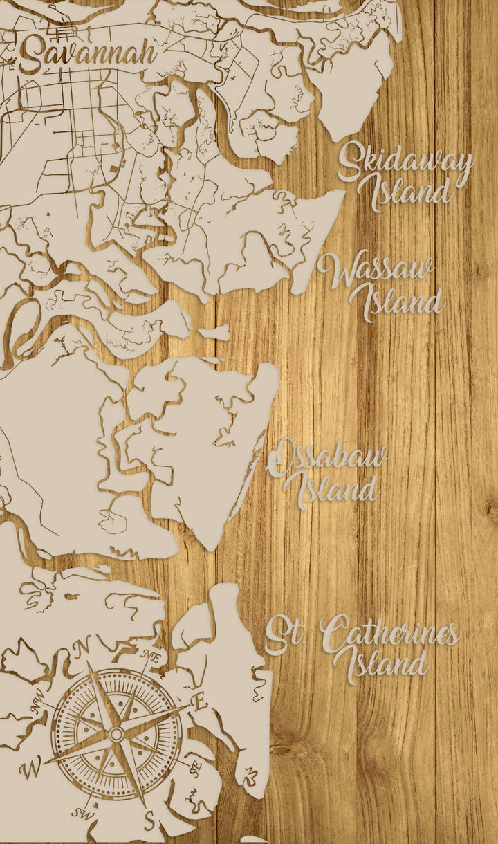 FP0426 - Savannah to Saint Catherines, GA Engraved Map (Standard)