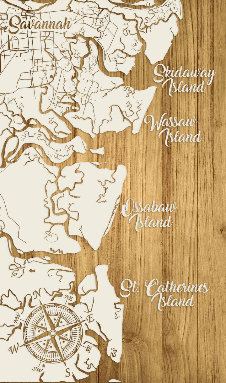 FP0426 - Savannah to Saint Catherines, GA Engraved Map (Standard)