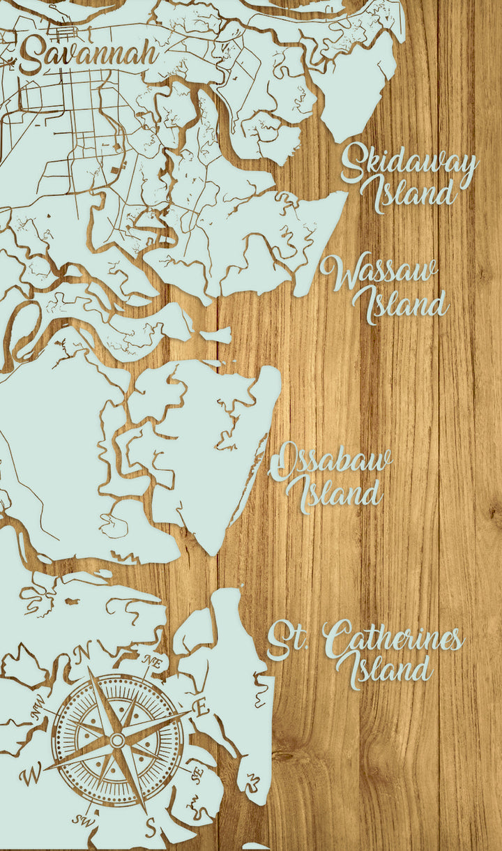 FP0426 - Savannah to Saint Catherines, GA Engraved Map (Standard)