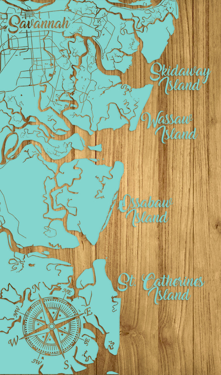 FP0426 - Savannah to Saint Catherines, GA Engraved Map (Standard)