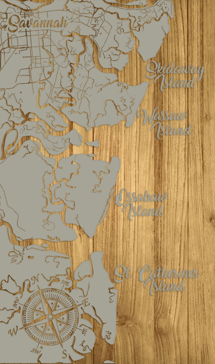 FP0426 - Savannah to Saint Catherines, GA Engraved Map (Standard)