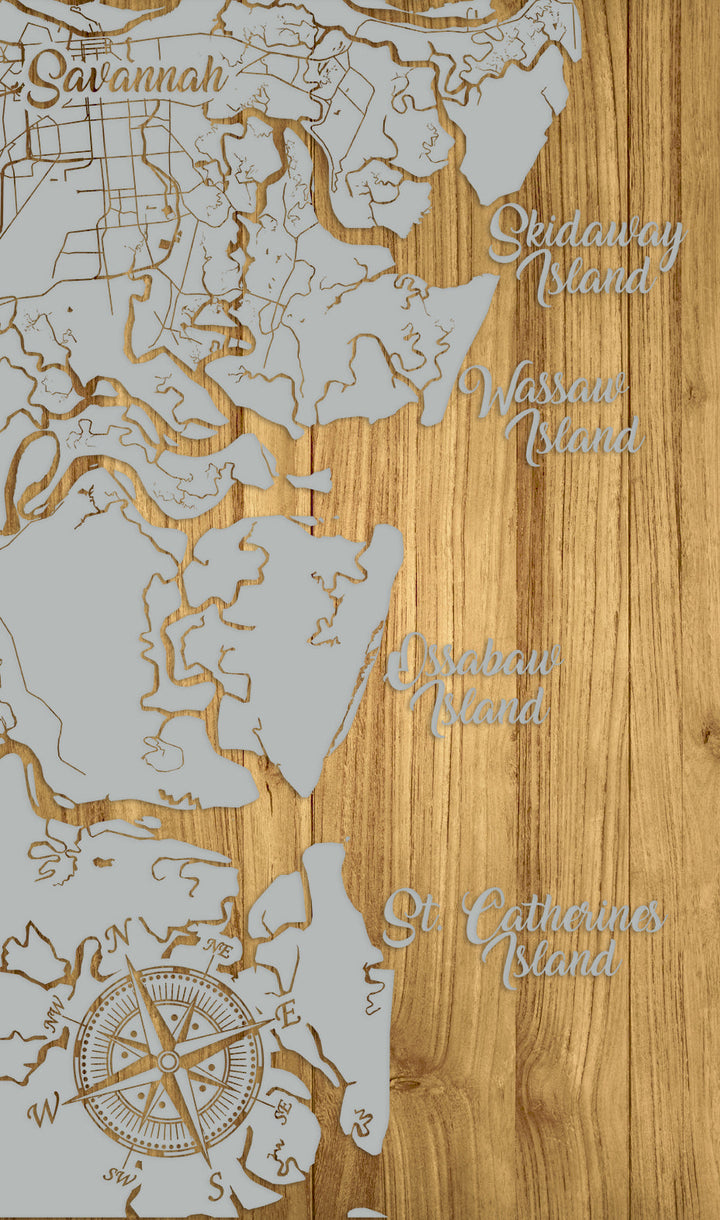 FP0426 - Savannah to Saint Catherines, GA Engraved Map (Standard)