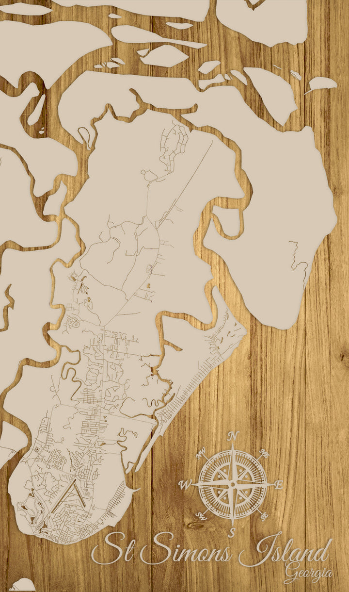 FP0732 - St Simons Island, Georgia Engraved Map (Standard)