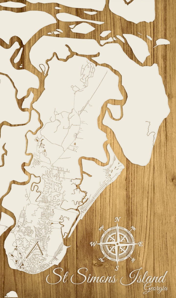 FP0732 - St Simons Island, Georgia Engraved Map (Standard)