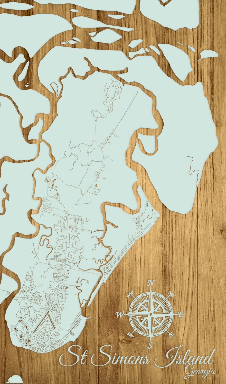 FP0732 - St Simons Island, Georgia Engraved Map (Standard)