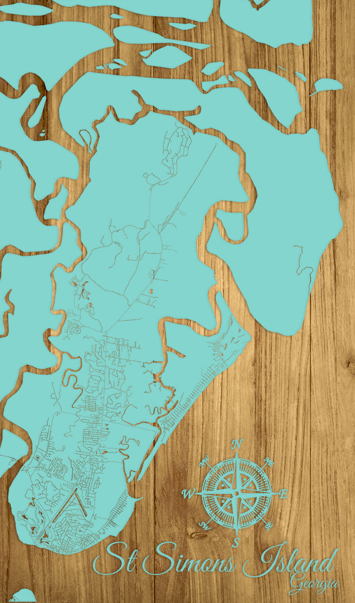 FP0732 - St Simons Island, Georgia Engraved Map (Standard)