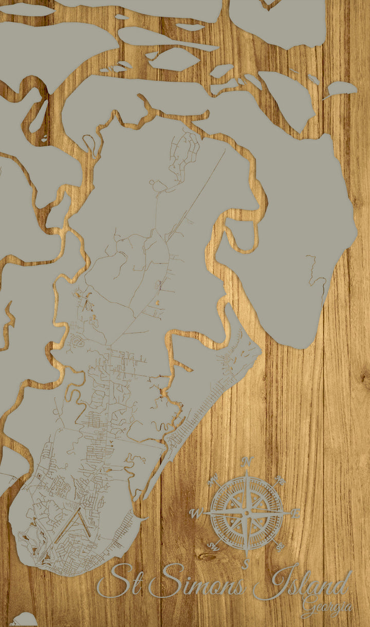 FP0732 - St Simons Island, Georgia Engraved Map (Standard)