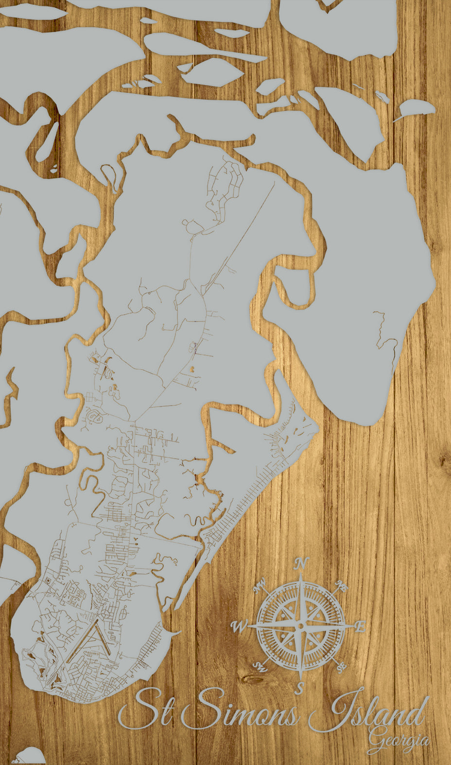 FP0732 - St Simons Island, Georgia Engraved Map (Standard)