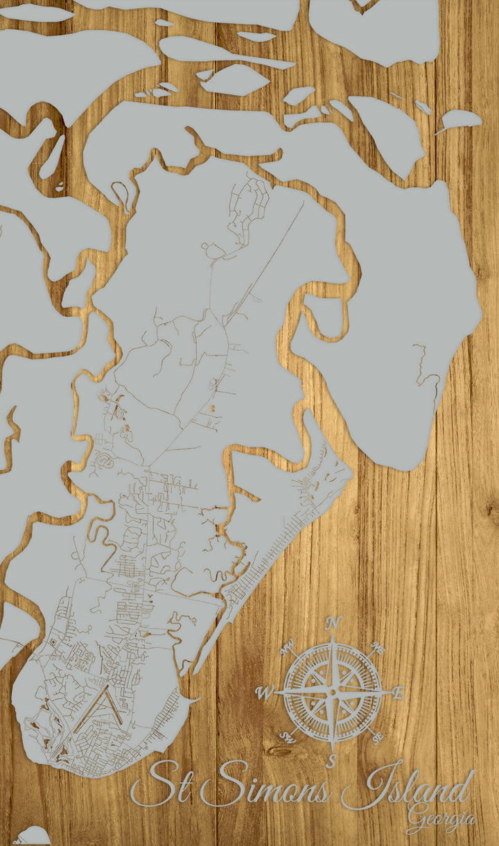 FP0732 - St Simons Island, Georgia Engraved Map (Standard)