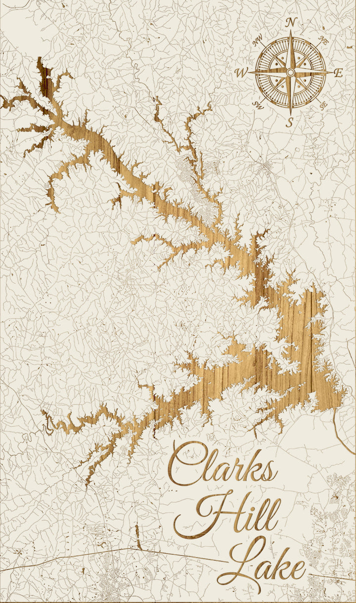FP0459 - Clarks Hill Lake, GA Engraved Map (Standard)