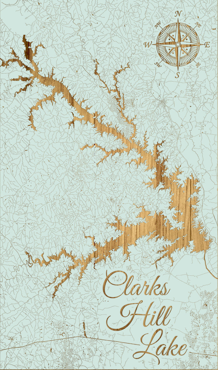 FP0459 - Clarks Hill Lake, GA Engraved Map (Standard)