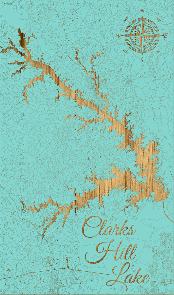 FP0459 - Clarks Hill Lake, GA Engraved Map (Standard)