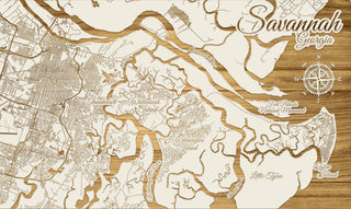 Exclusive - GG Exclusive Savannah, GA Engraved Wood Wall Map