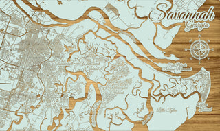 Exclusive - GG Exclusive Savannah, GA Engraved Wood Wall Map