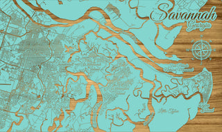 Exclusive - GG Exclusive Savannah, GA Engraved Wood Wall Map