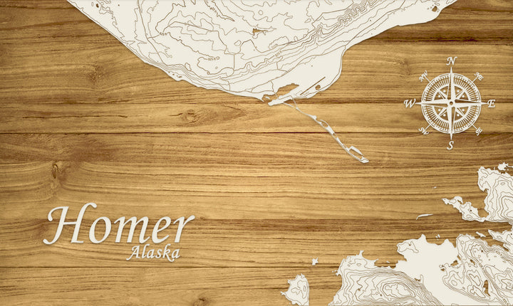 FP0880 - Homer Alaska, AK Engraved Map (Standard)