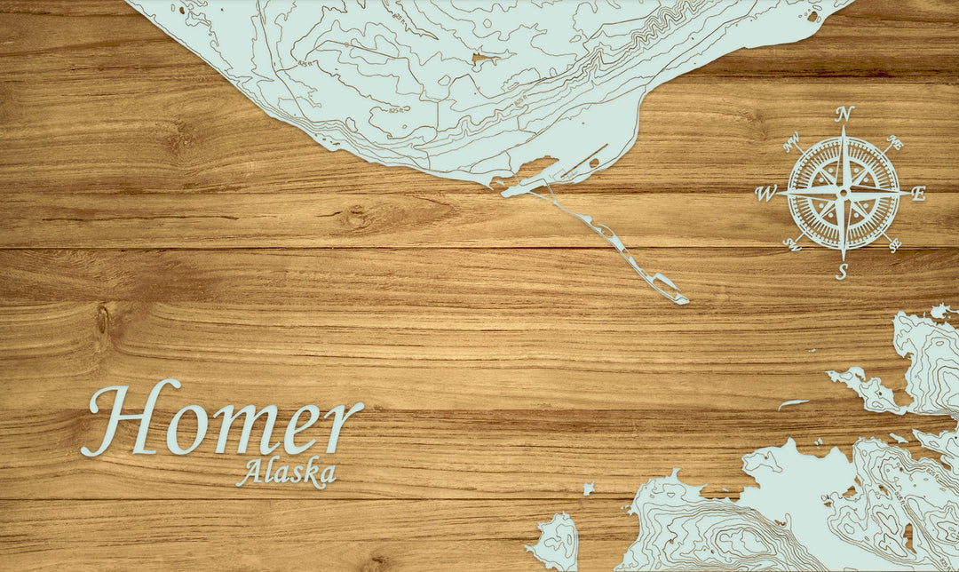 FP0880 - Homer Alaska, AK Engraved Map (Standard)