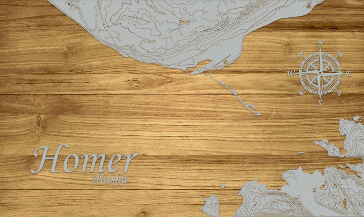 FP0880 - Homer Alaska, AK Engraved Map (Standard)