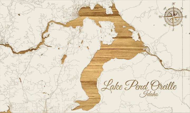 FP1191 - Lake Pend Oreille, ID Engraved Map (Standard)