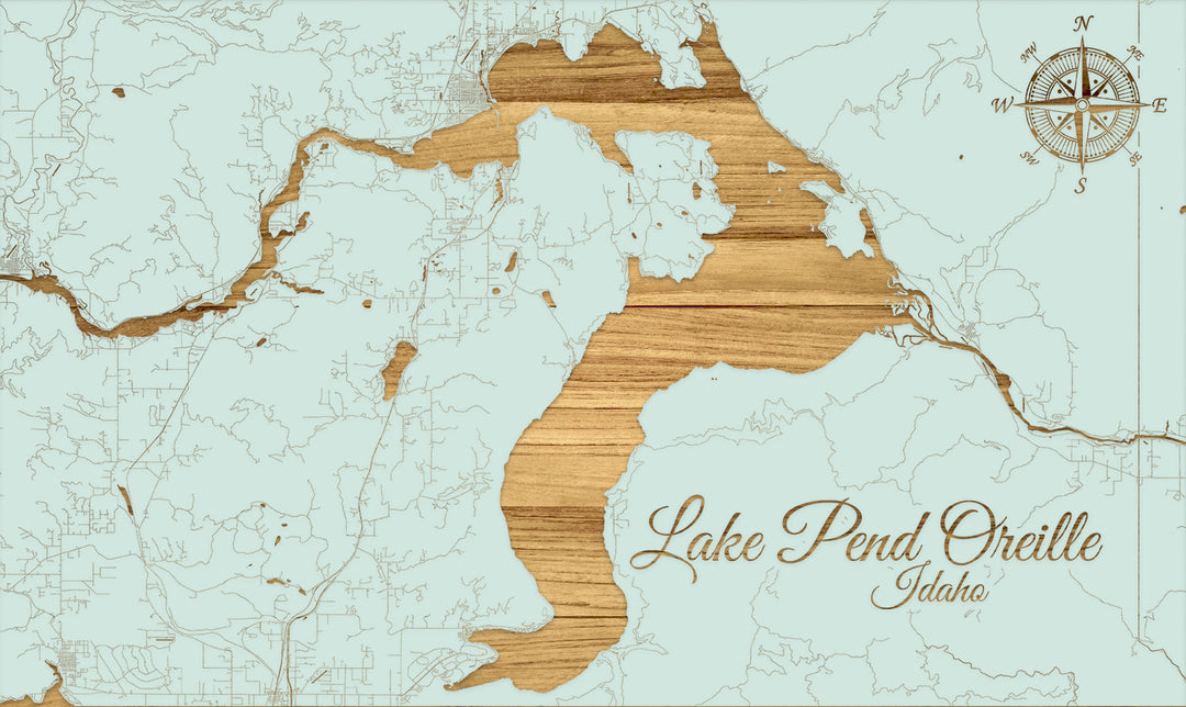 FP1191 - Lake Pend Oreille, ID Engraved Map (Standard)