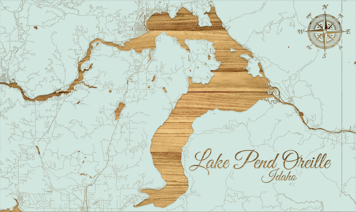 FP1191 - Lake Pend Oreille, ID Engraved Map (Standard)